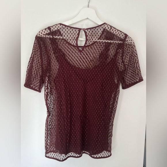 NWT BAUM UND PFERDGARTEN Burgundy Mesh Blouse| size 36 - Picture 4 of 4